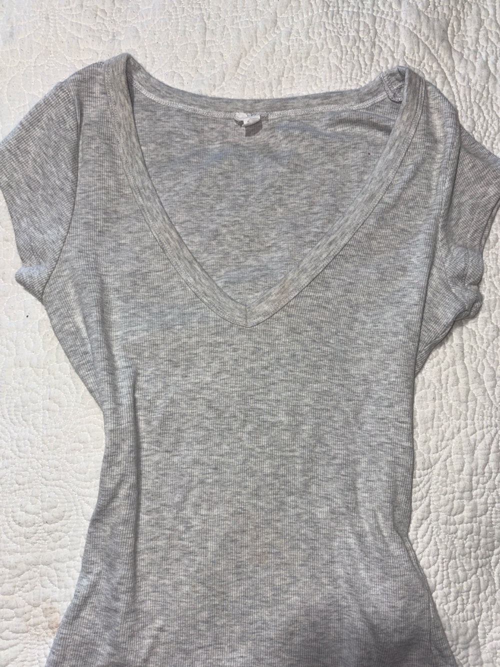 SnatchRib Deep V-Neck T-Shirt Grey